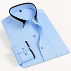 Parker - Men's Contrast Trim Long Sleeve Dress Shirt