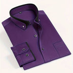 Parker - Men's Contrast Trim Long Sleeve Dress Shirt
