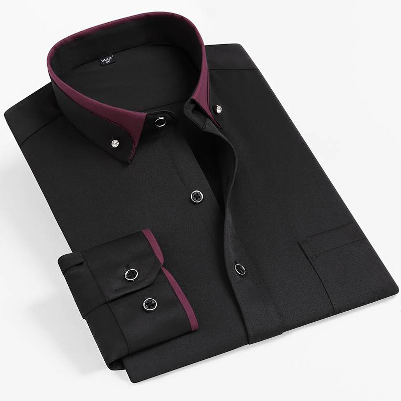 Parker - Men's Contrast Trim Long Sleeve Dress Shirt