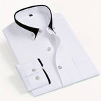 Parker - Men's Contrast Trim Long Sleeve Dress Shirt