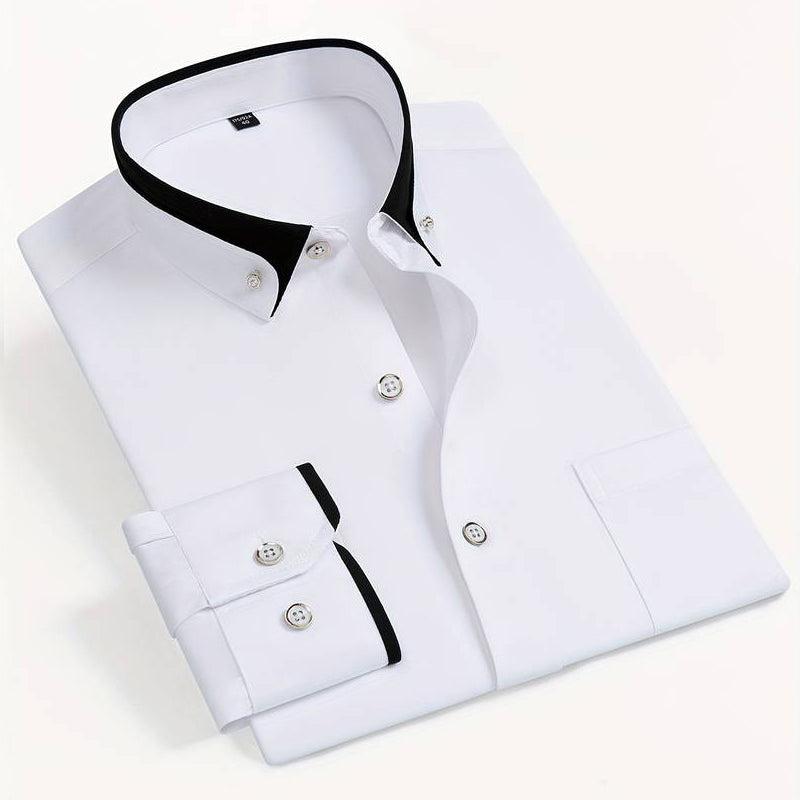 Parker - Men's Contrast Trim Long Sleeve Dress Shirt