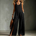 Pauline - Women’s Linen Wide-Leg Button Jumpsuit