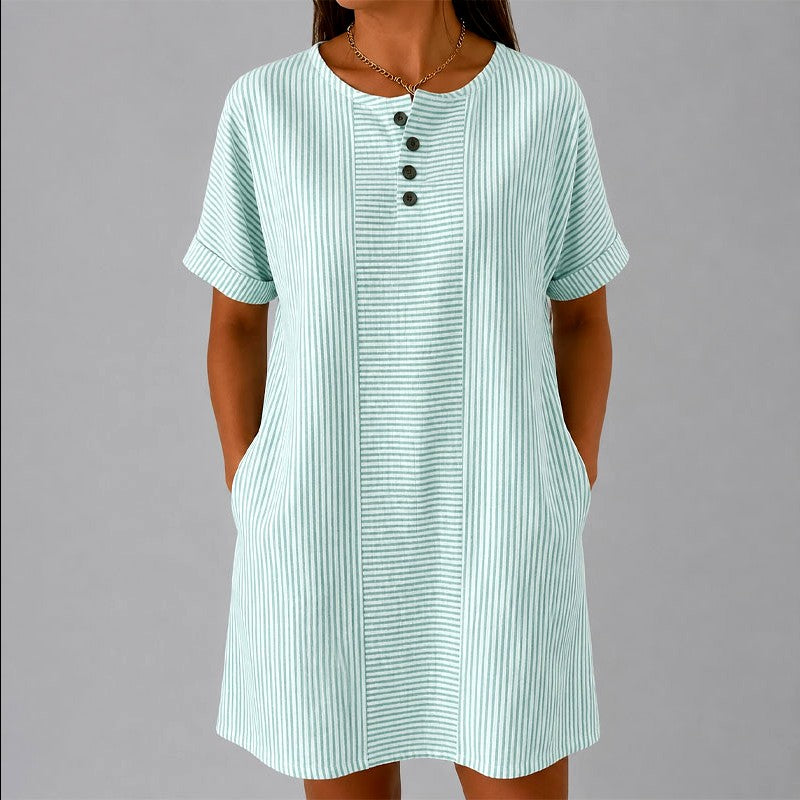Pauline - Women’s Striped Relaxed T-Shirt Dress