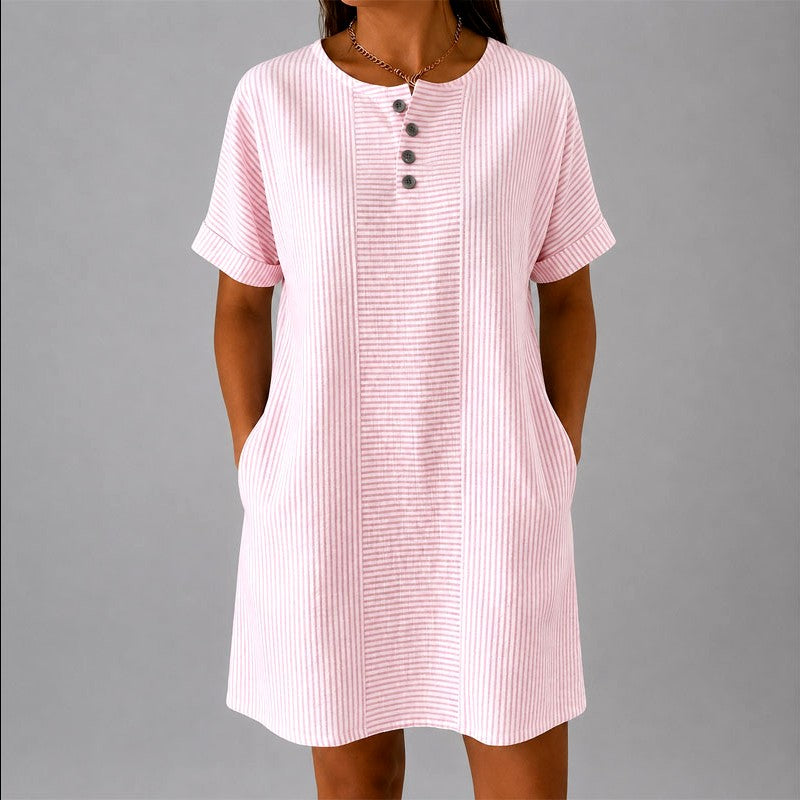 Pauline - Women’s Striped Relaxed T-Shirt Dress