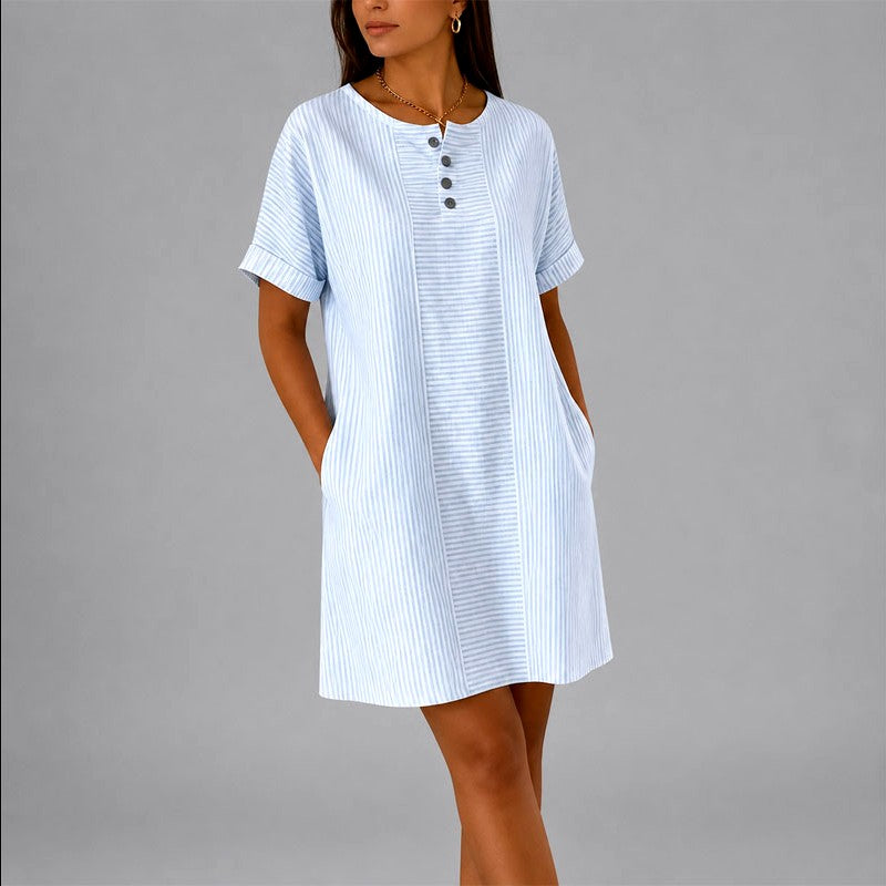 Pauline - Women’s Striped Relaxed T-Shirt Dress
