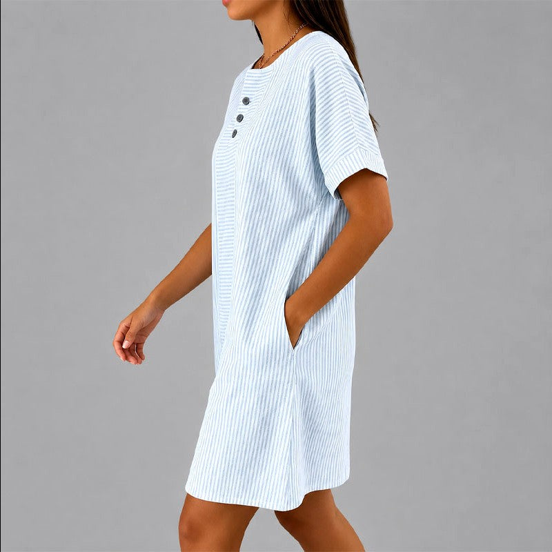 Pauline - Women’s Striped Relaxed T-Shirt Dress