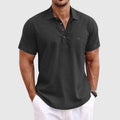 Peter -  Men's Casual Linen Button-Detail Pocket Polo