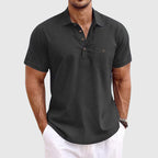 Peter -  Men's Casual Linen Button-Detail Pocket Polo