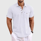Peter -  Men's Casual Linen Button-Detail Pocket Polo