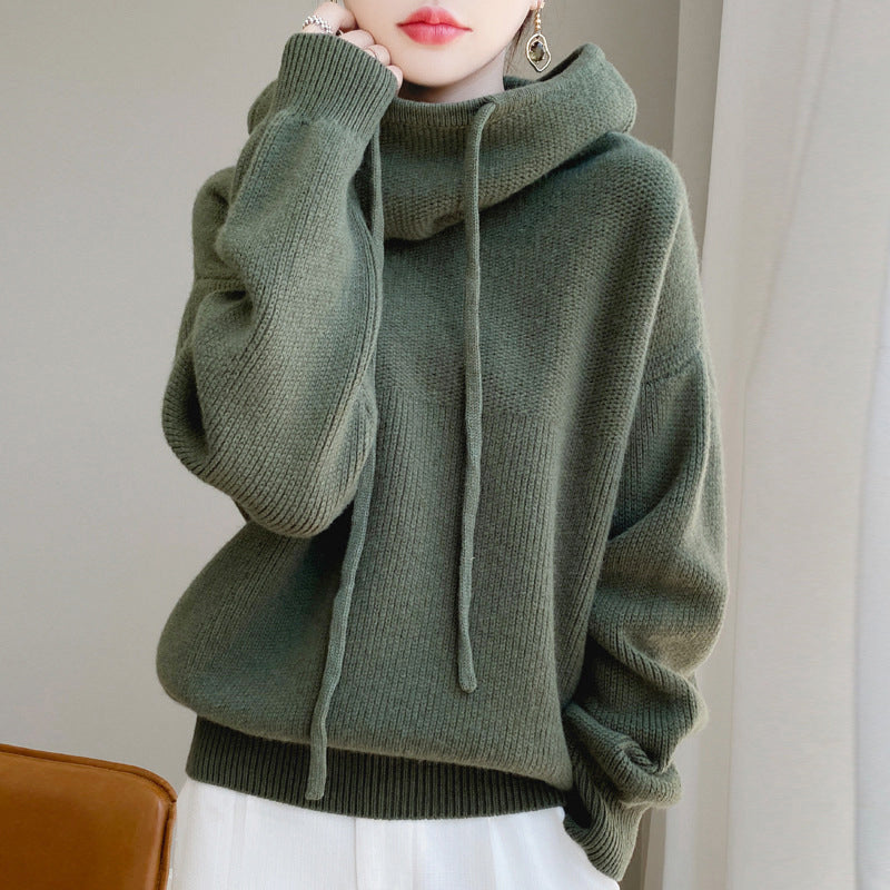 Phoebe - Women's Knit Cowl Neck Hooded Sweater