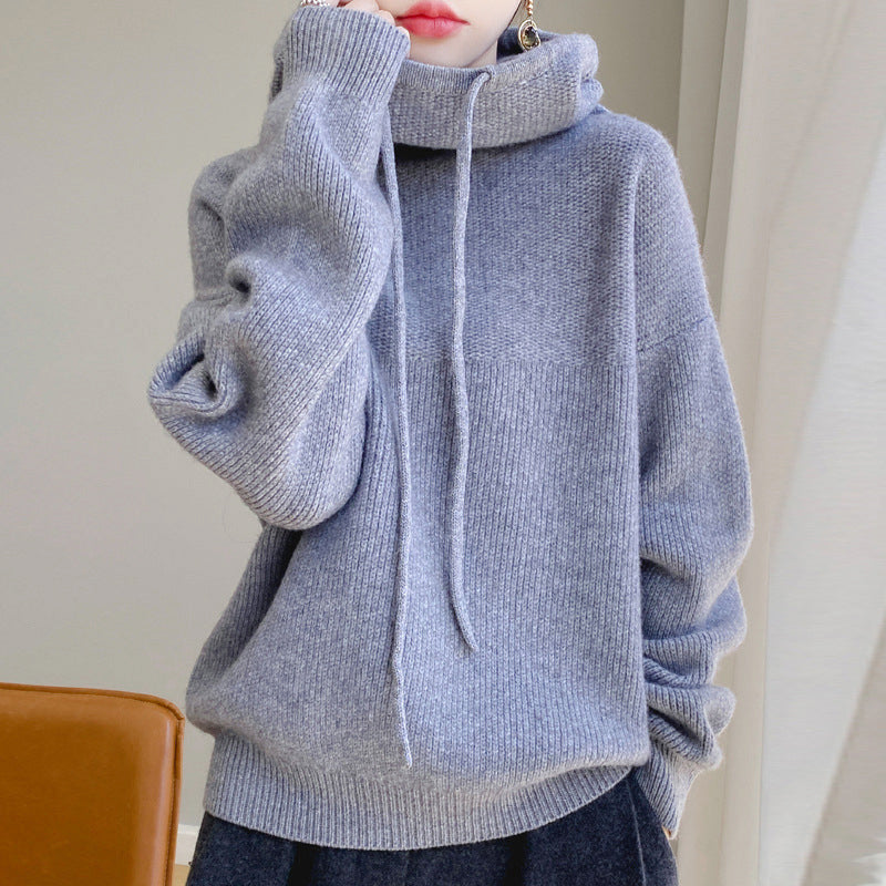 Phoebe - Women's Knit Cowl Neck Hooded Sweater