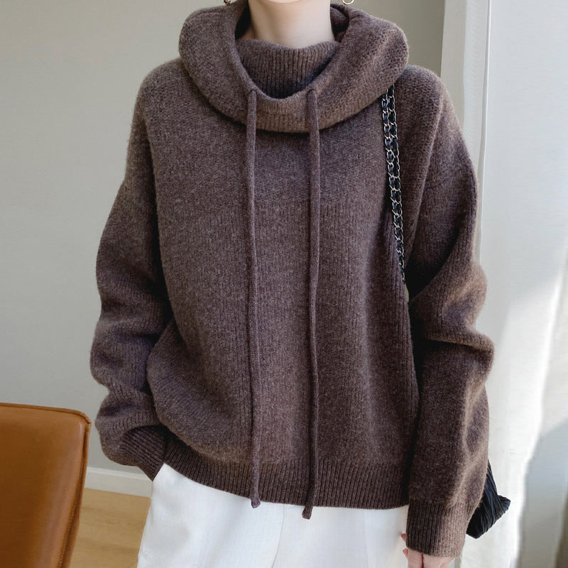 Phoebe - Women's Knit Cowl Neck Hooded Sweater