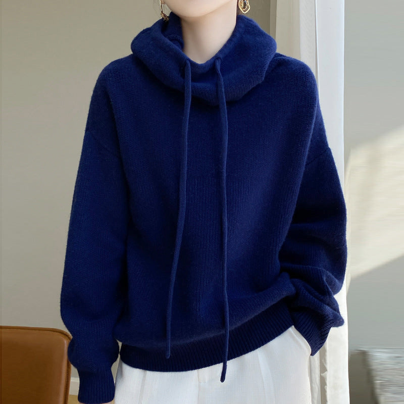 Phoebe - Women's Knit Cowl Neck Hooded Sweater