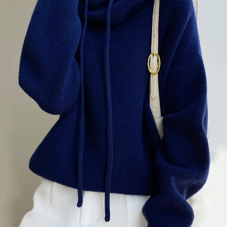 Phoebe - Women's Knit Cowl Neck Hooded Sweater