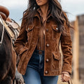 Ramona - Women's Faux Suede Utility Jacket