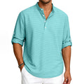 Reed - Men's Waffle Knit Stand Collar Henley Shirt