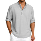 Reed - Men's Waffle Knit Stand Collar Henley Shirt