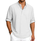 Reed - Men's Waffle Knit Stand Collar Henley Shirt