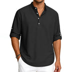 Reed - Men's Waffle Knit Stand Collar Henley Shirt
