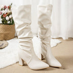 Remi - Women's Slouch Knee-High Block Heel Boots