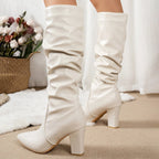 Remi - Women's Slouch Knee-High Block Heel Boots