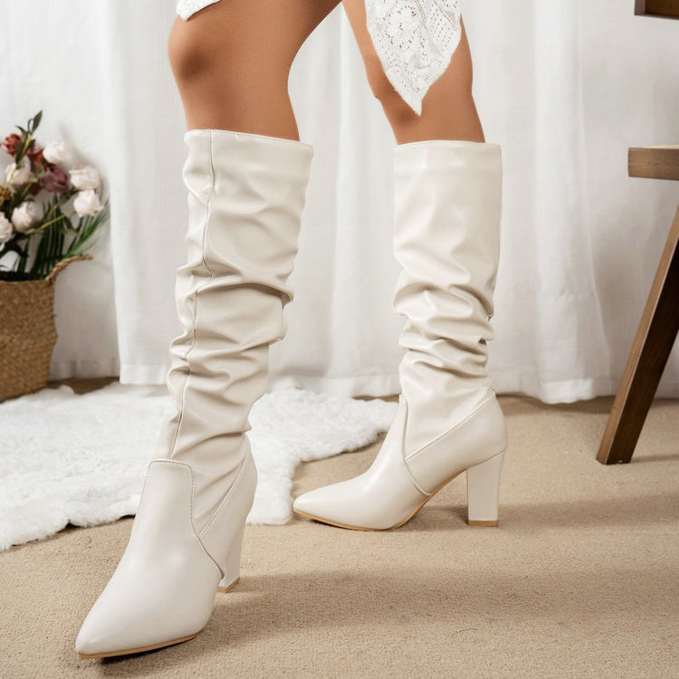 Remi - Women's Slouch Knee-High Block Heel Boots