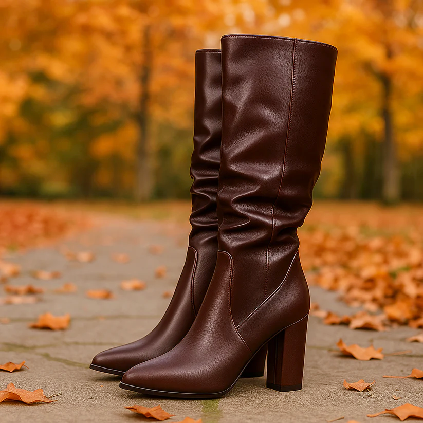 Remi - Women's Slouch Knee-High Block Heel Boots