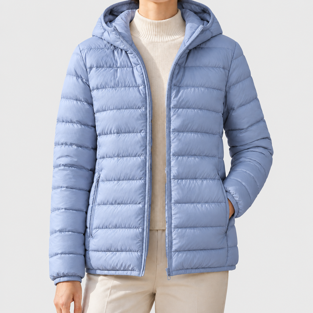 Rhea - Women's Channel-Quilted Hooded Down Puffer Jacket