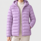 Rhea - Women's Channel-Quilted Hooded Down Puffer Jacket