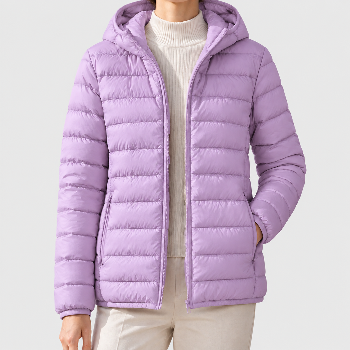 Rhea - Women's Channel-Quilted Hooded Down Puffer Jacket