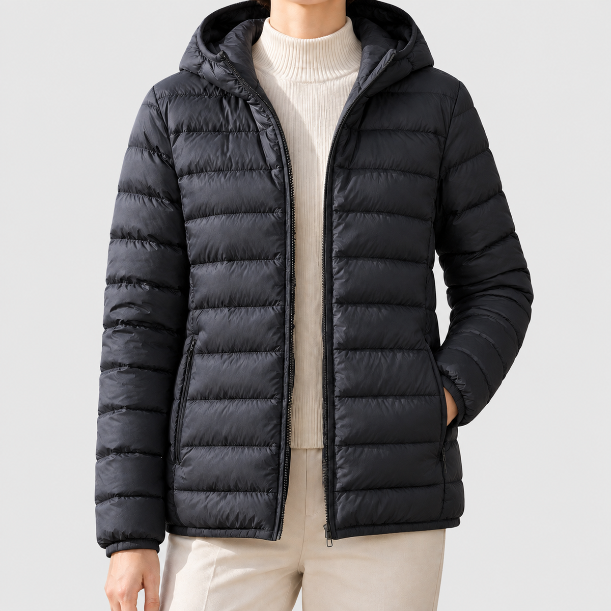 Rhea - Women's Channel-Quilted Hooded Down Puffer Jacket