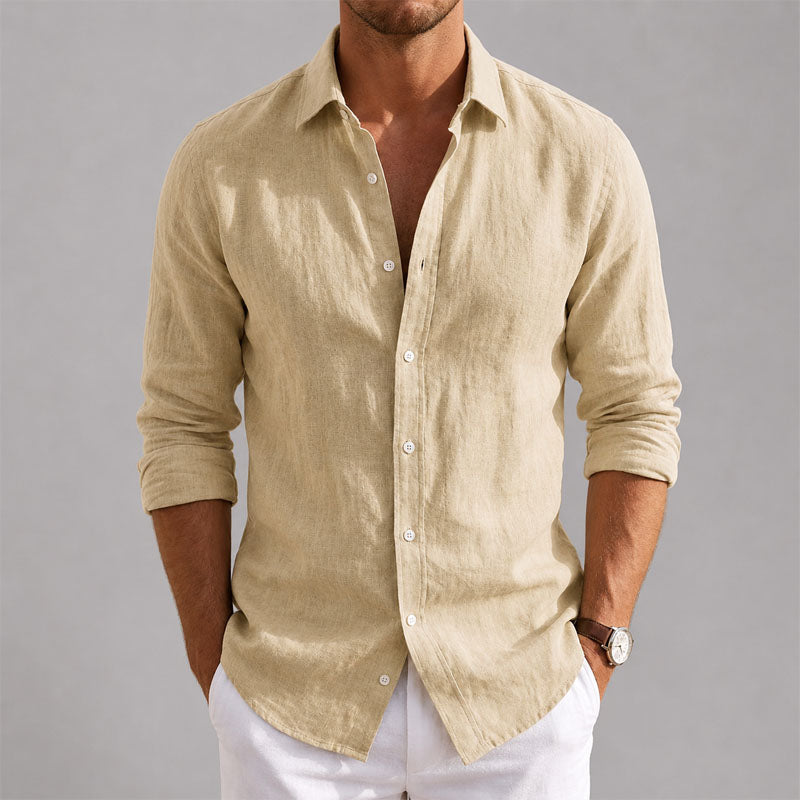 Roland - Men's Lightweight Linen Look Button-Up Shirt