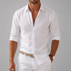 Roland - Men's Lightweight Linen Look Button-Up Shirt