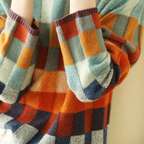 Ruby - Women's Patchwork Knit Turtleneck Sweater