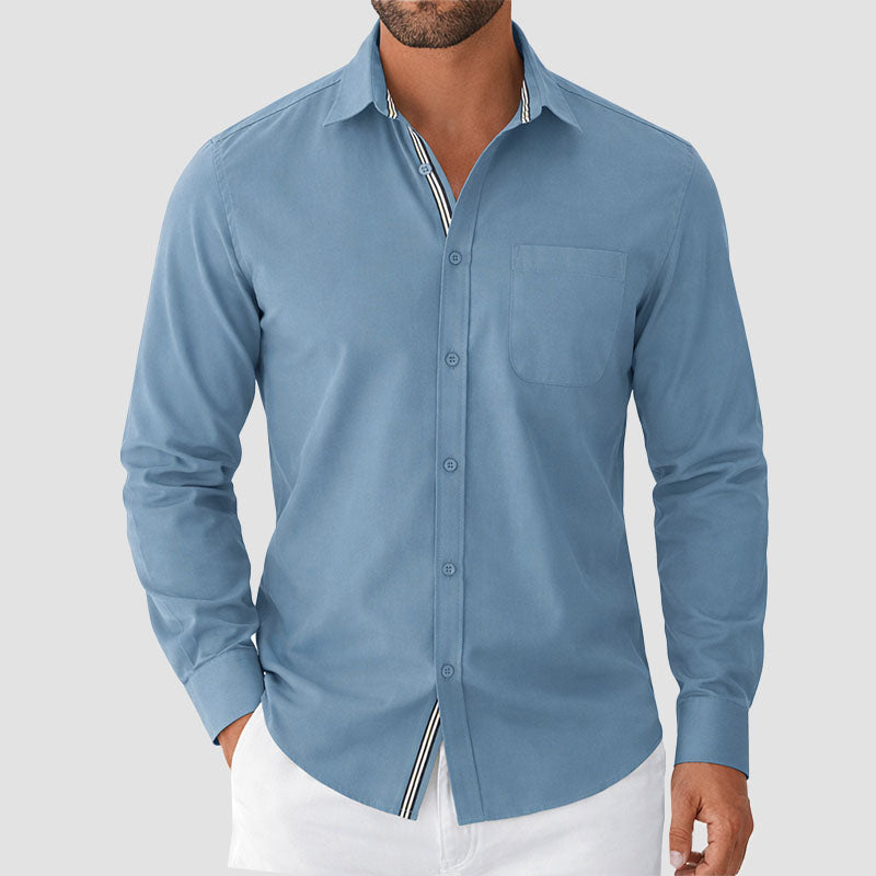 Ryan - Men's Contrast Trim Button-Down Shirt