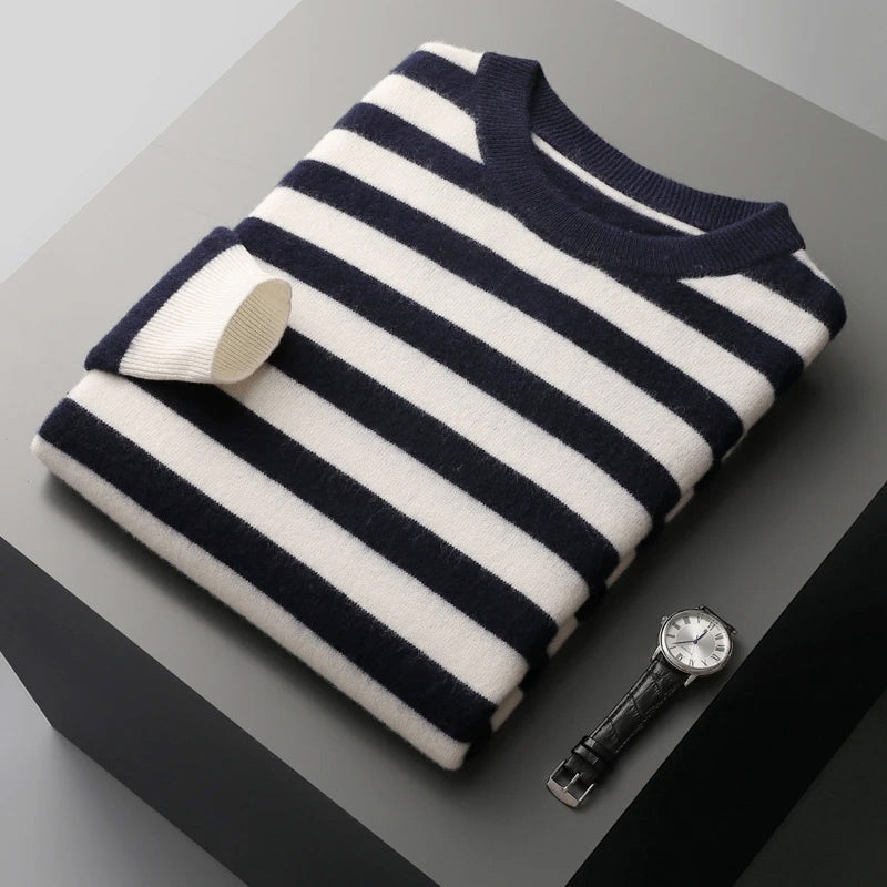Ryan - Men's Classic Stripe Long Sleeve Sweater