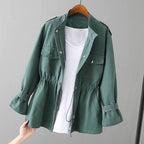 Sadie - Women's Stand Collar, Drawstring Waist Jacket