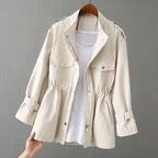 Sadie - Women's Stand Collar, Drawstring Waist Jacket