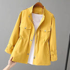 Sadie - Women's Stand Collar, Drawstring Waist Jacket