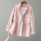 Sadie - Women's Stand Collar, Drawstring Waist Jacket