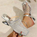 Samantha - Women’s Mesh Woven Square-Toe Mules