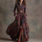 Samantha - Women's Plaid Button-Down Shirt Dress