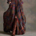 Samantha - Women's Plaid Button-Down Shirt Dress