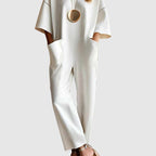 Simone - Women's Round Neck Short Sleeve Jumpsuit