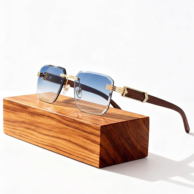 Skyshield - Rimless Square Bevel-Cut Sunglasses