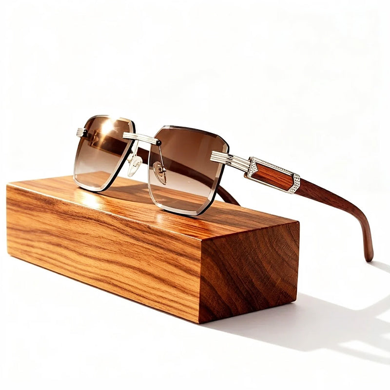 Skyshield - Rimless Square Bevel-Cut Sunglasses