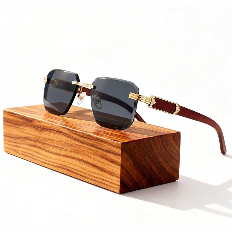 Skyshield - Rimless Square Bevel-Cut Sunglasses