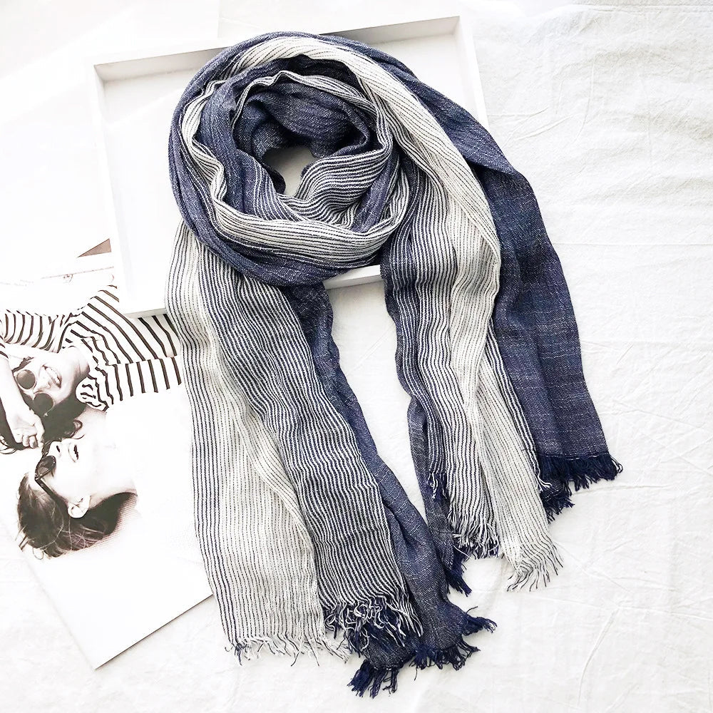 Solenne - Unisex Striped Linen Scarf