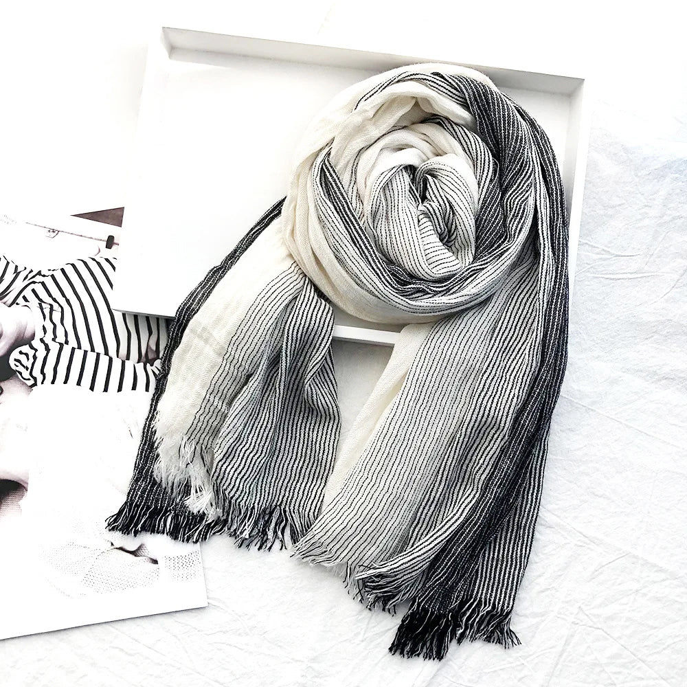 Solenne - Unisex Striped Linen Scarf