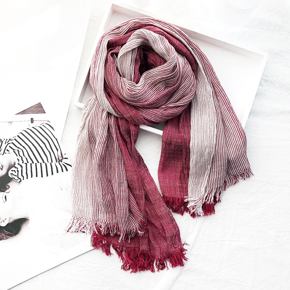 Solenne - Unisex Striped Linen Scarf